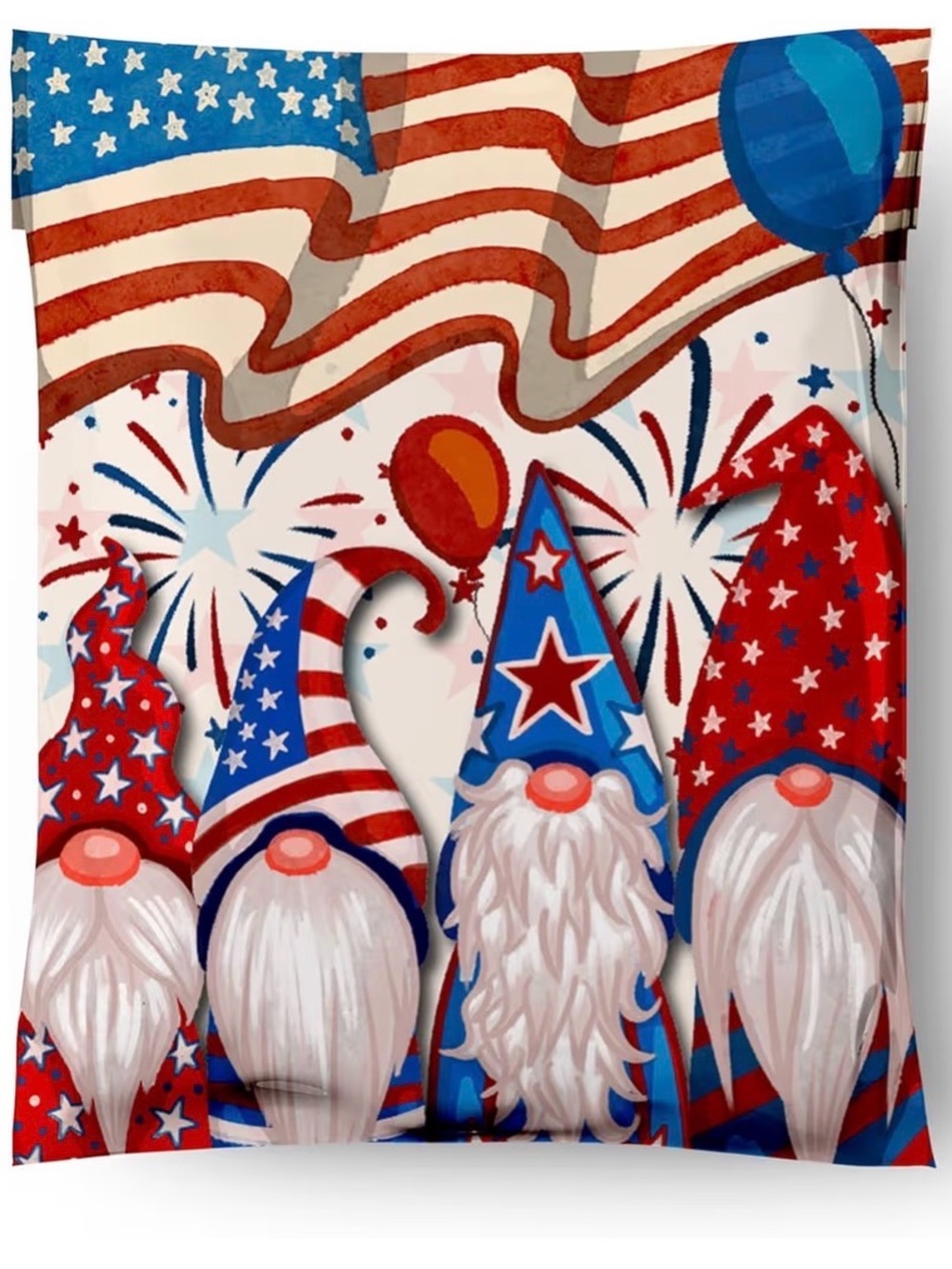Polymailers: (20) 10x13 Patriotic, Red, White & Blue Gnome